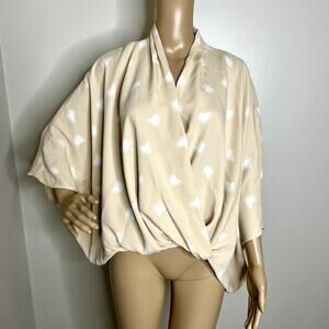 Alfani Beige Patterned Surplice Cape Top